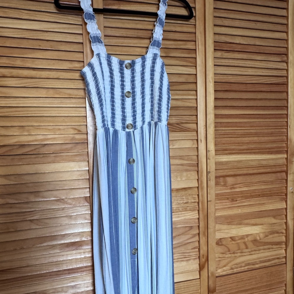 Striped Blue and White Button-Down Dress